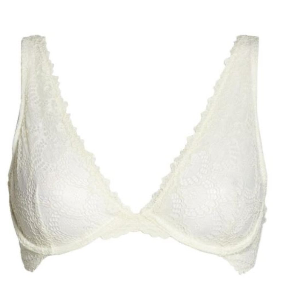 Free People Bra 32D White Plunge Lace NWT - Picture 4 of 6